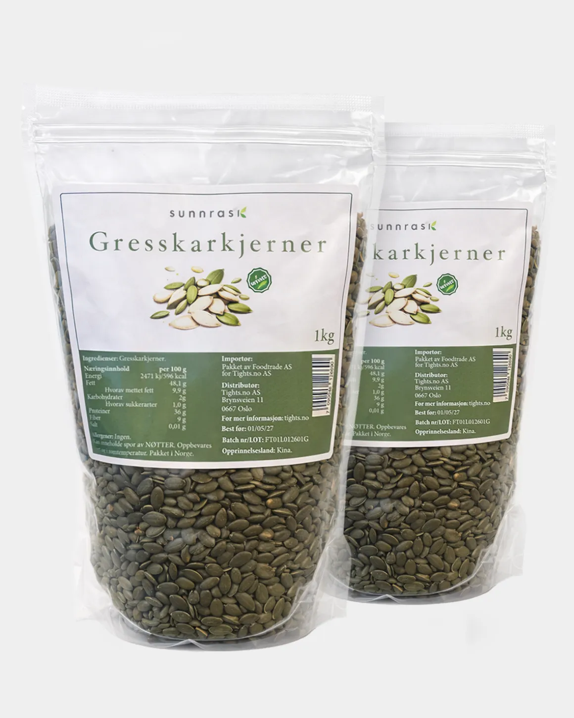 Gresskarkjerner 2x1kg