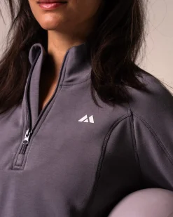 Half Zip Cropped Sweatshirt Castlerock Gray
