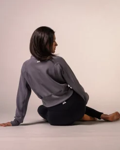 Half Zip Cropped Sweatshirt Castlerock Gray