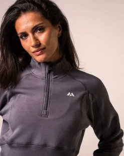 Half Zip Cropped Sweatshirt Castlerock Gray