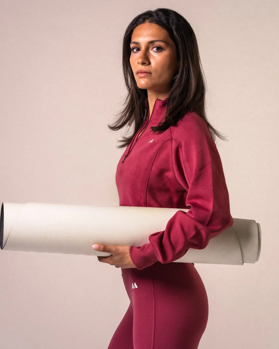 Half Zip Cropped Sweatshirt Dry Rose