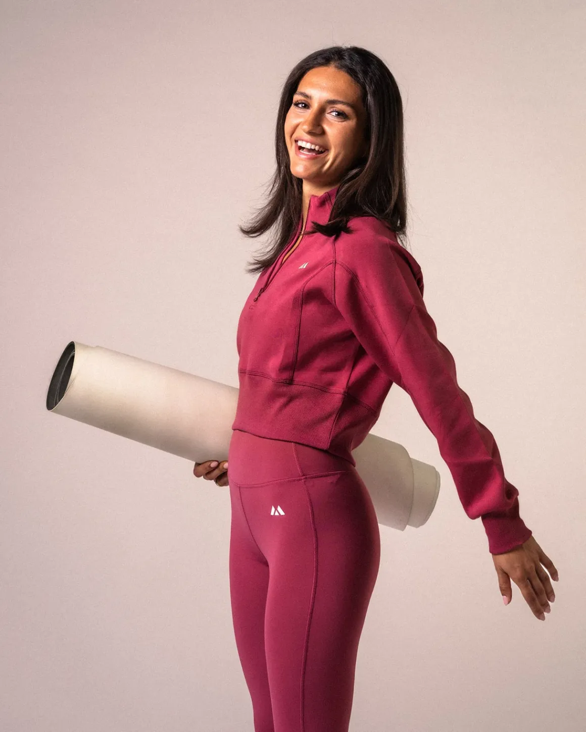 Half Zip Cropped Sweatshirt Dry Rose