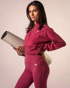 Half Zip Cropped Sweatshirt Dry Rose
