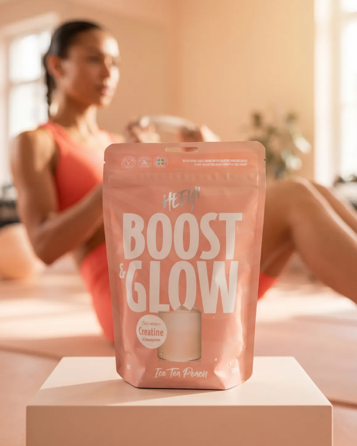 Heey! Boost & Glow Creatine + Collegan Ice Tea Peach 300g