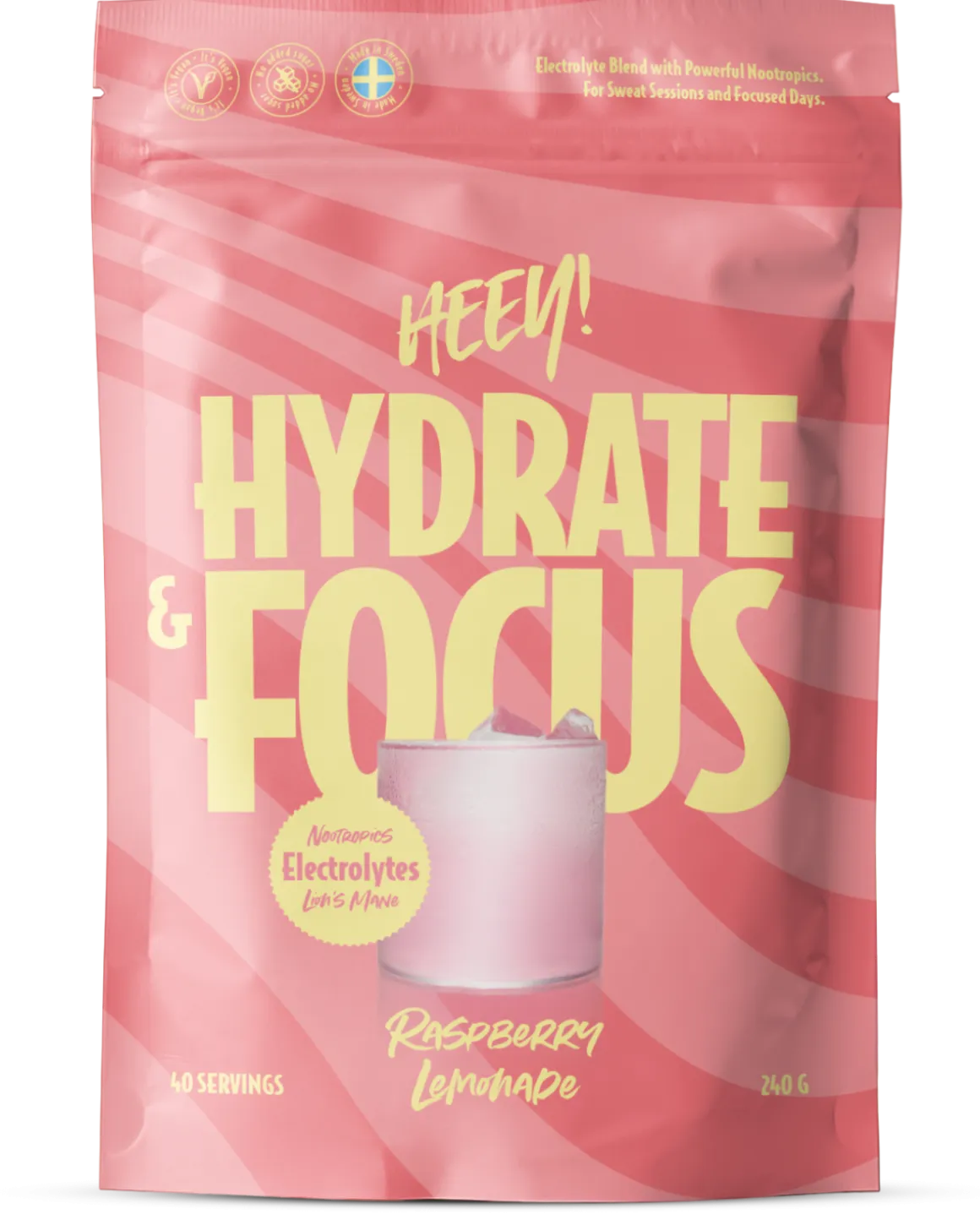 Heey! Hydrate & Focus Electrolytes Raspberry Lemonade 240g