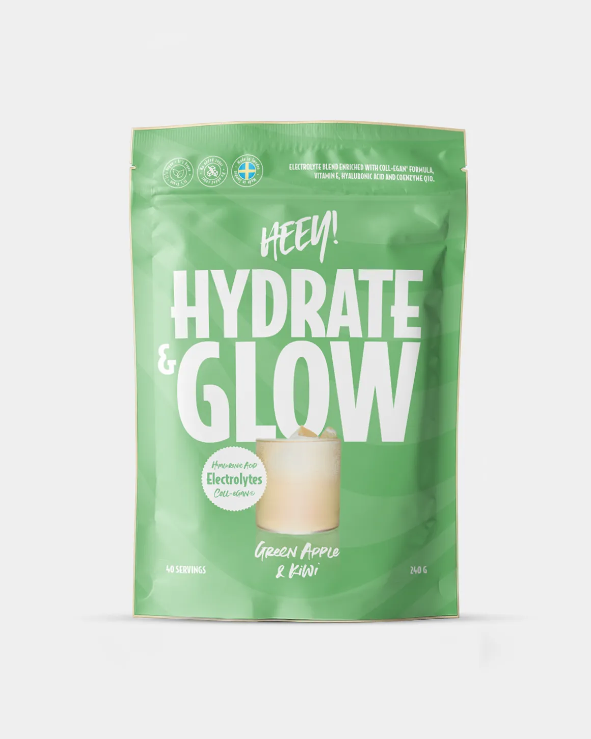 Heey! Hydrate & Glow Elektrolytter Grønt eple & Kiwi 240 g