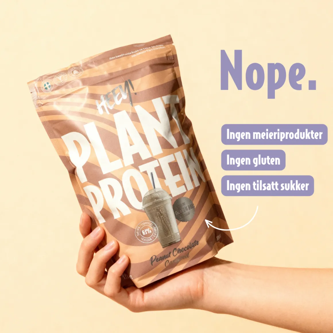 Heey! Vegan Plant Protein Peanut Chocolate Caramel 500g