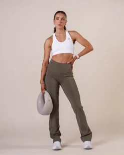 Hero High Rise Flare Pants Green Dusty