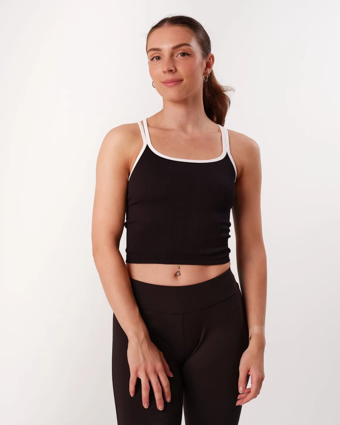 Hero Low Rise Flare Pants & Perfect Rib Crop Top Black/White SETT