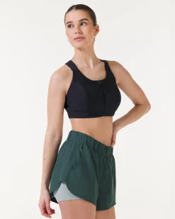 High Support Front Zip Bra Black