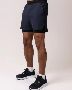 Hybrid 2-1 Pocket Shorts M Blue Navy