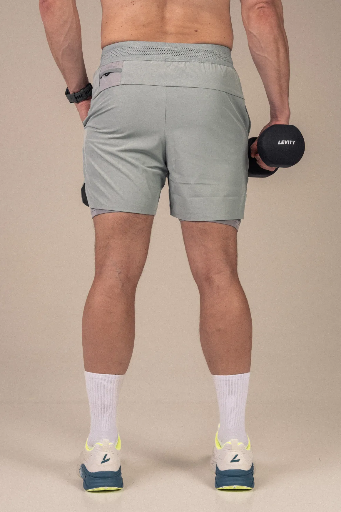 Hybrid 2-1 Pocket Shorts M Green Slate