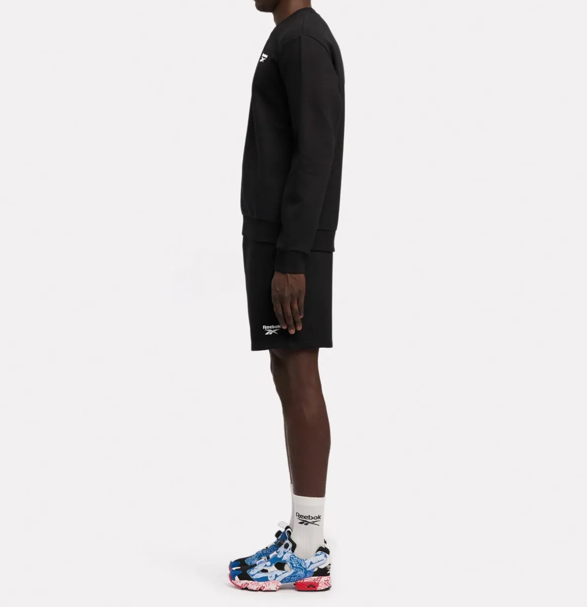 ID fleece Crew + Shorts Black SET