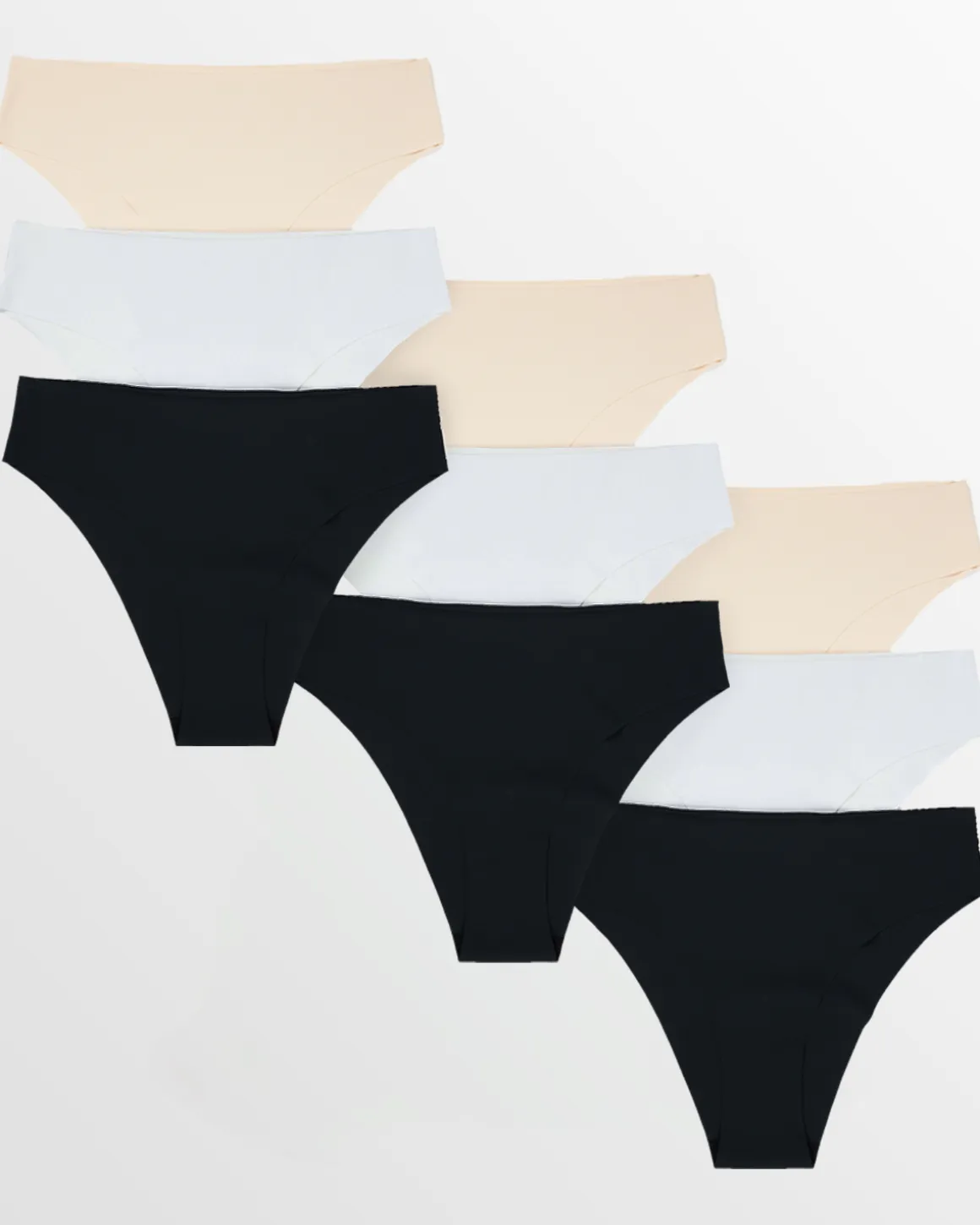 Invisible Brief Black/White/Sand 9-PACK