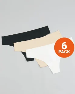 Invisible Thong Black/White/Sand 6-PACK