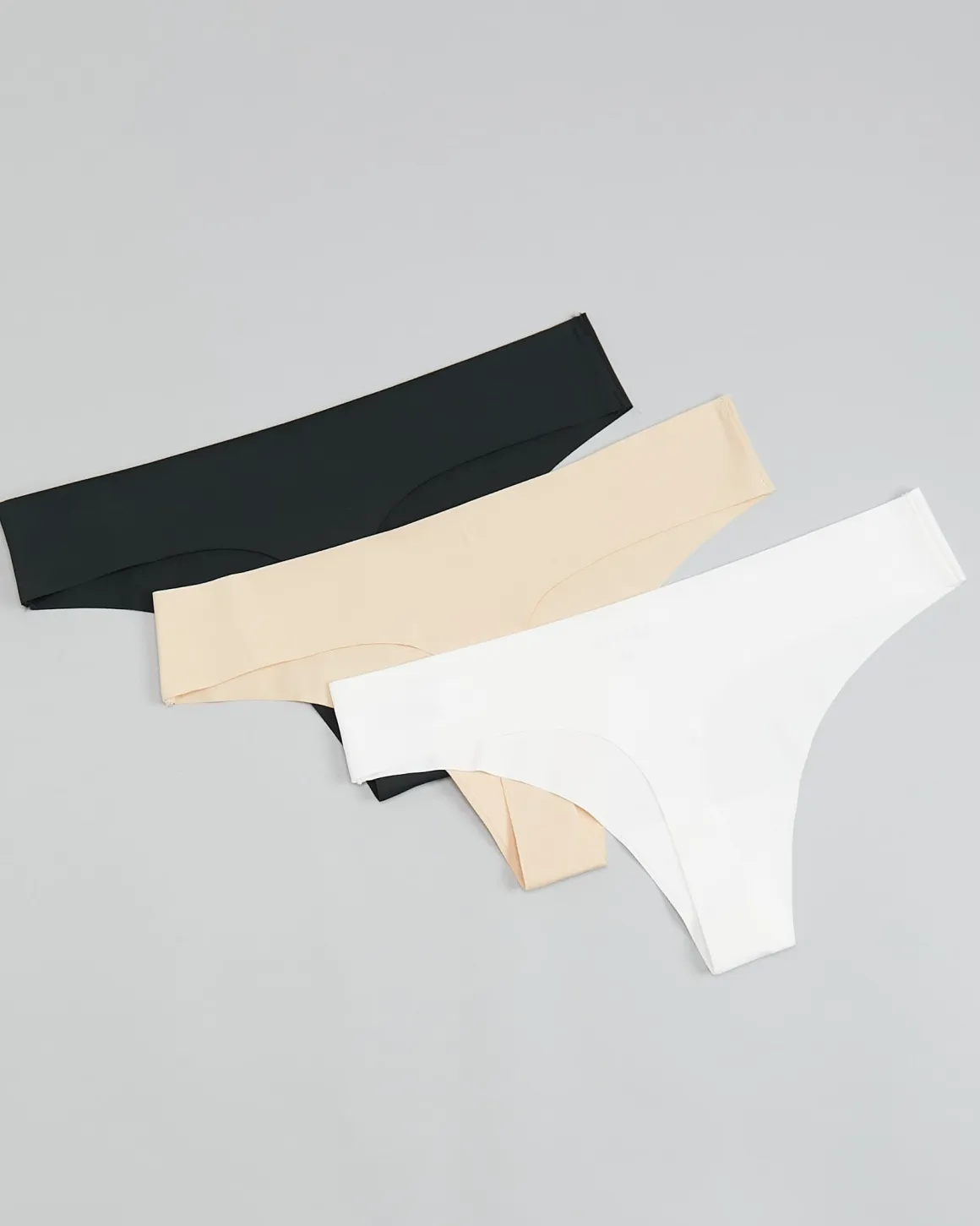 Invisible Thong Black/White/Sand 6-PACK