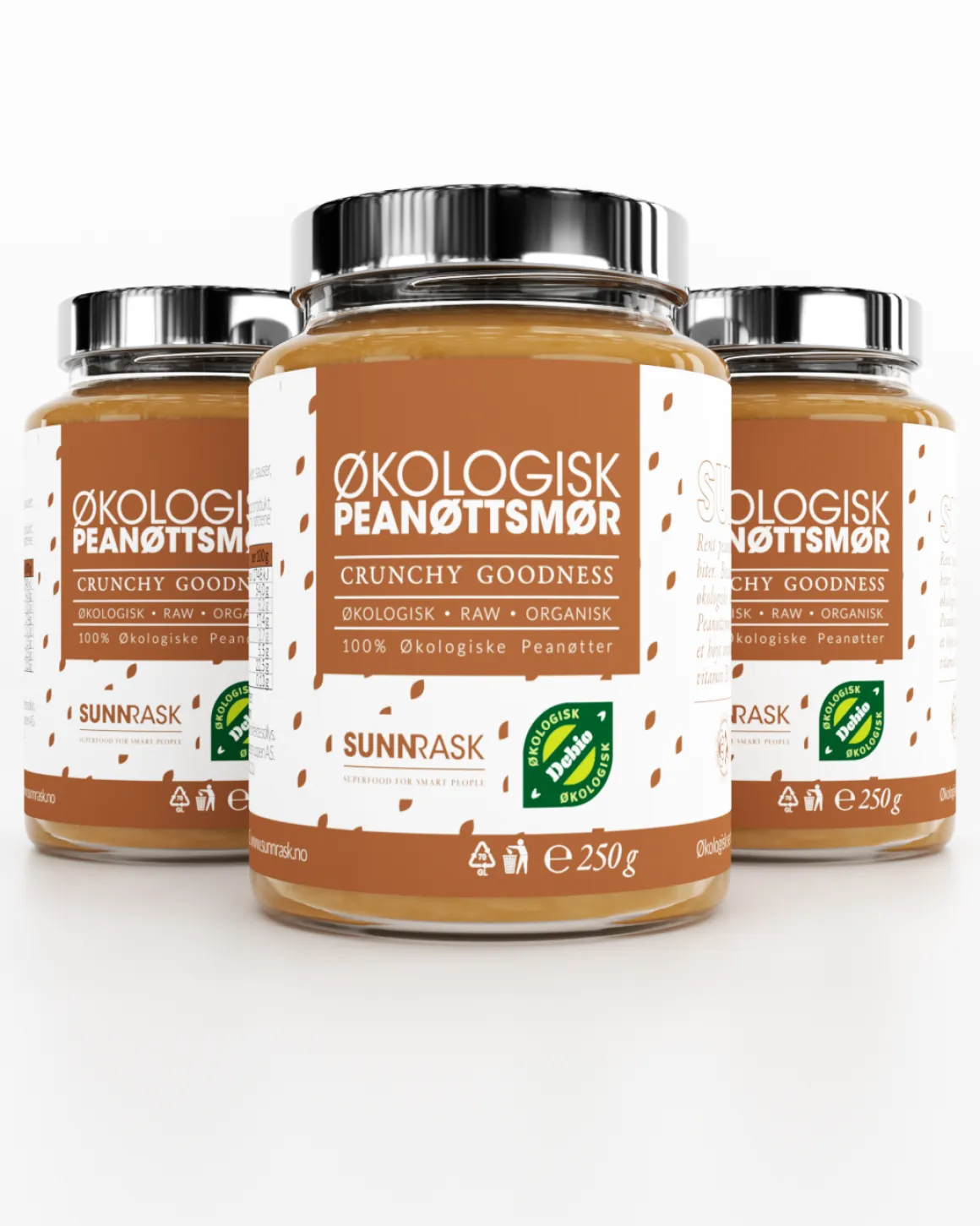 Økologisk Crunchy Peanøttsmør 3x250g
