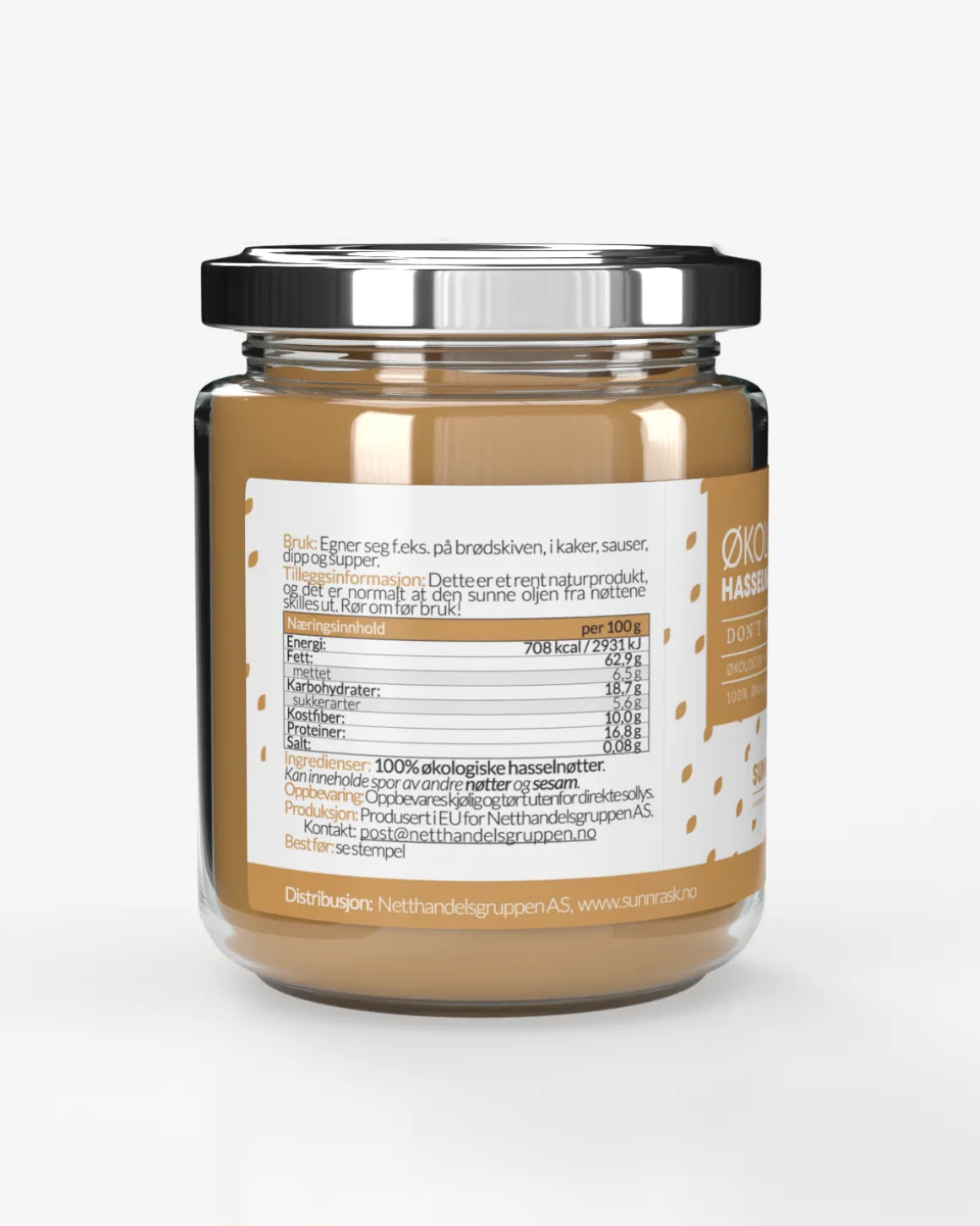 Økologisk Hasselnøttsmør 3x250g