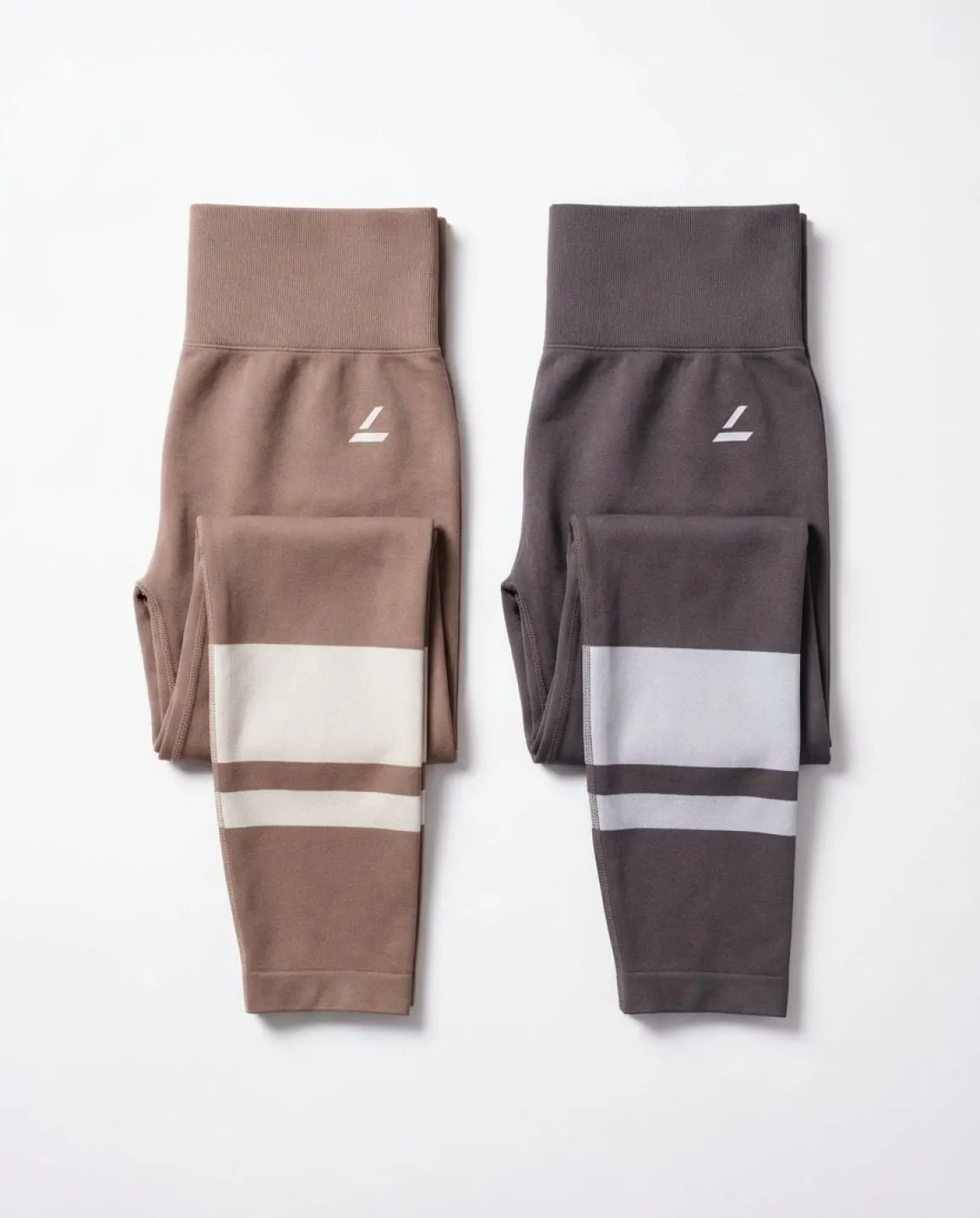 LEVITY Block Tights Beige + Grey 2-PACK