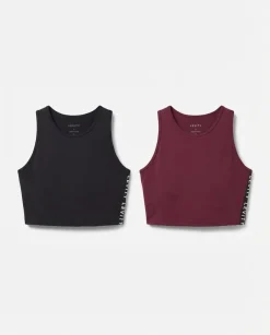 LEVITY Line Up Crop Tank Black + White 2-PACK