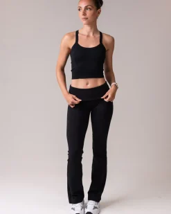 Lively Foldover Flare Pants Black