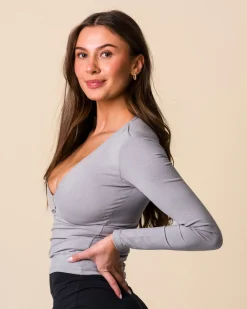 Lively V-Neck LS Grey Marl