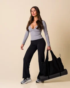 Lively V-Neck LS Grey Marl