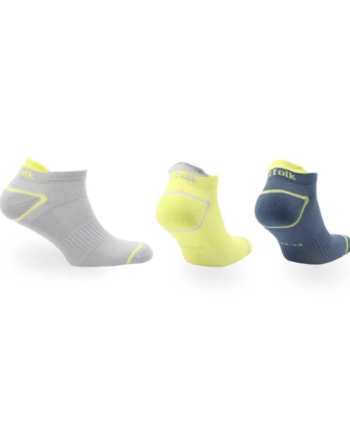 Low Cut Run Socks Grey/Yellow/Blue 3-pack
