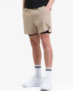 Mesh Tee M Black + Hybrid 2-1 Shorts Beige SET