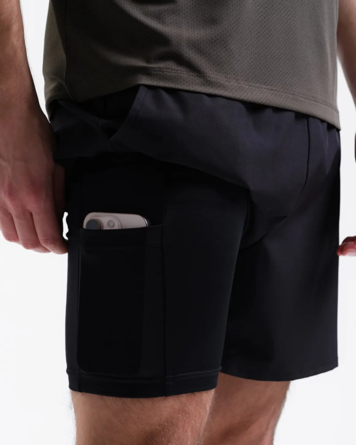 Mesh Tee M Green + Hybrid 2-1 Shorts Black SET