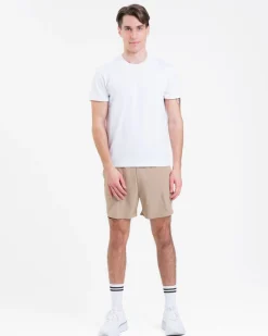 Mesh Tee M White + Hybrid 2-1 Shorts Beige SET