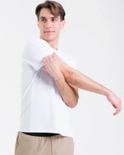 Mesh Tee M White + Hybrid 2-1 Shorts Beige SET