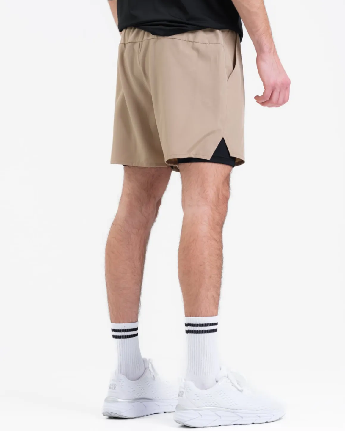 Mesh Tee M White + Hybrid 2-1 Shorts Beige SET