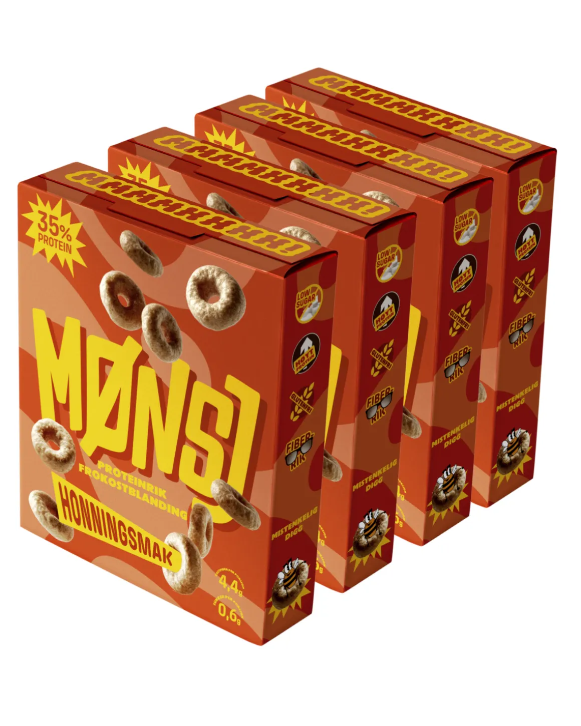 MØNSJ Proteinfrokostblanding Honning 4×210 g