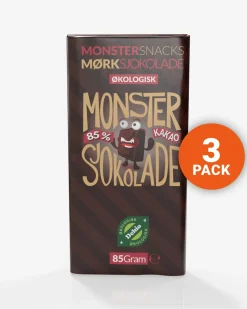 Monster Økologisk Fair Trade 85% Mørk Sjokolade 3x85g