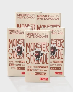 Monster Lavkarbo Belgisk Hvit Sjokolade 5x85g