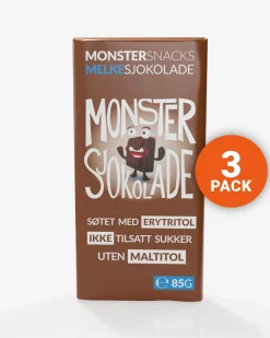 Monster Lavkarbo Belgisk Melkesjokolade 3x85g