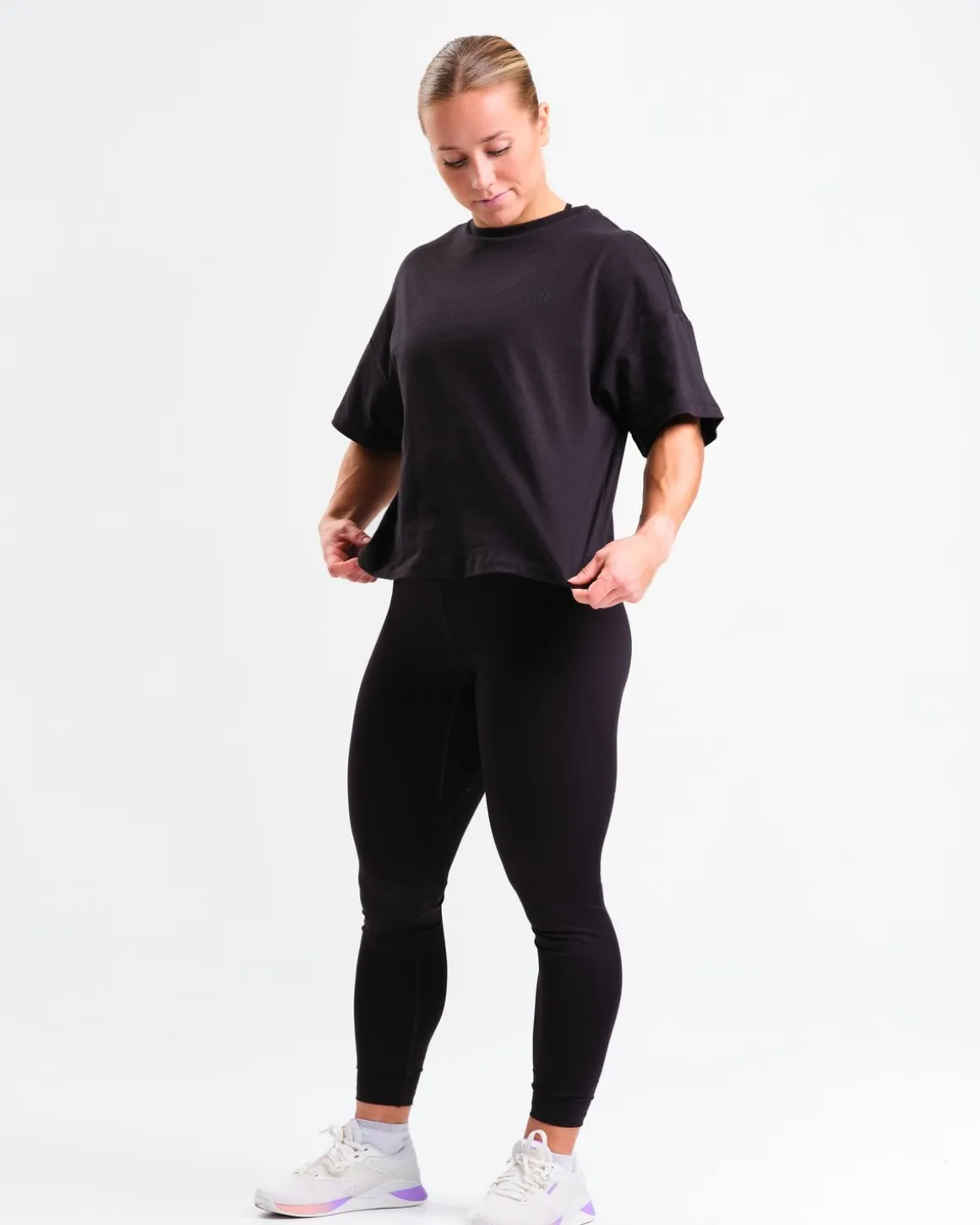 mywhy Loose Fit Crop Tee W White+Black