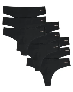 No Show Thong Black 9-PACK