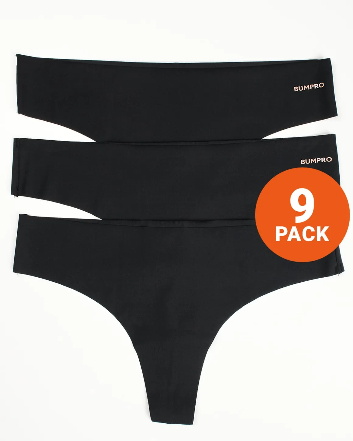 No Show Thong Black 9-PACK