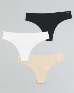 No Show Thong Black/White/Sand 9-PACK