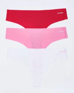 No Show Thong Rib Pink/Red/White 6-pack