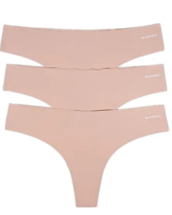 No Show Thong White/Sand 6-PACK