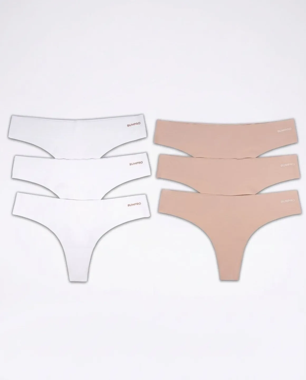 No Show Thong White/Sand 6-PACK