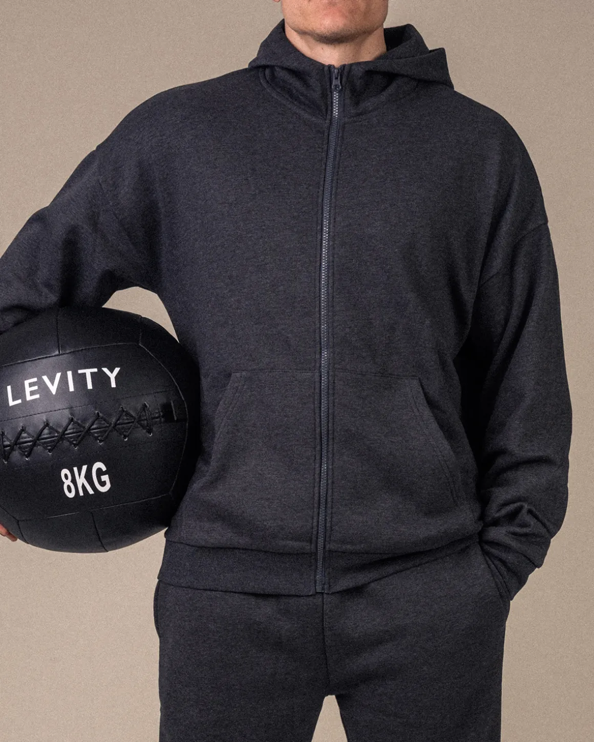 Off Duty Zip Hoodie M Dark Grey Marl