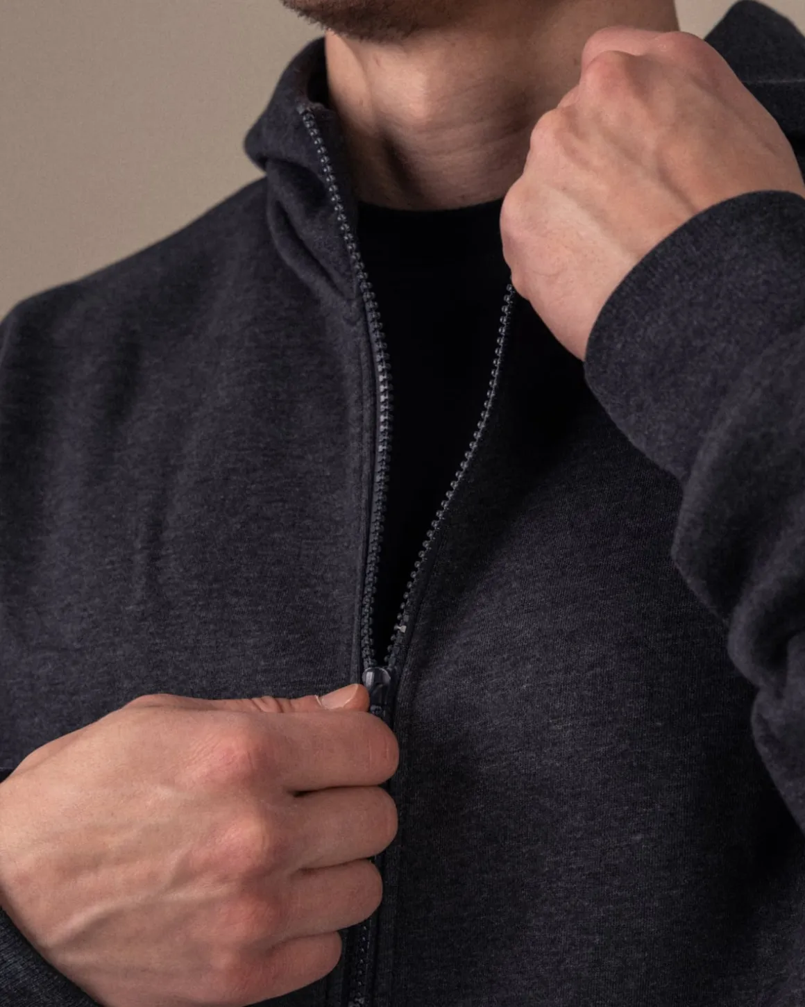 Off Duty Zip Hoodie M Dark Grey Marl