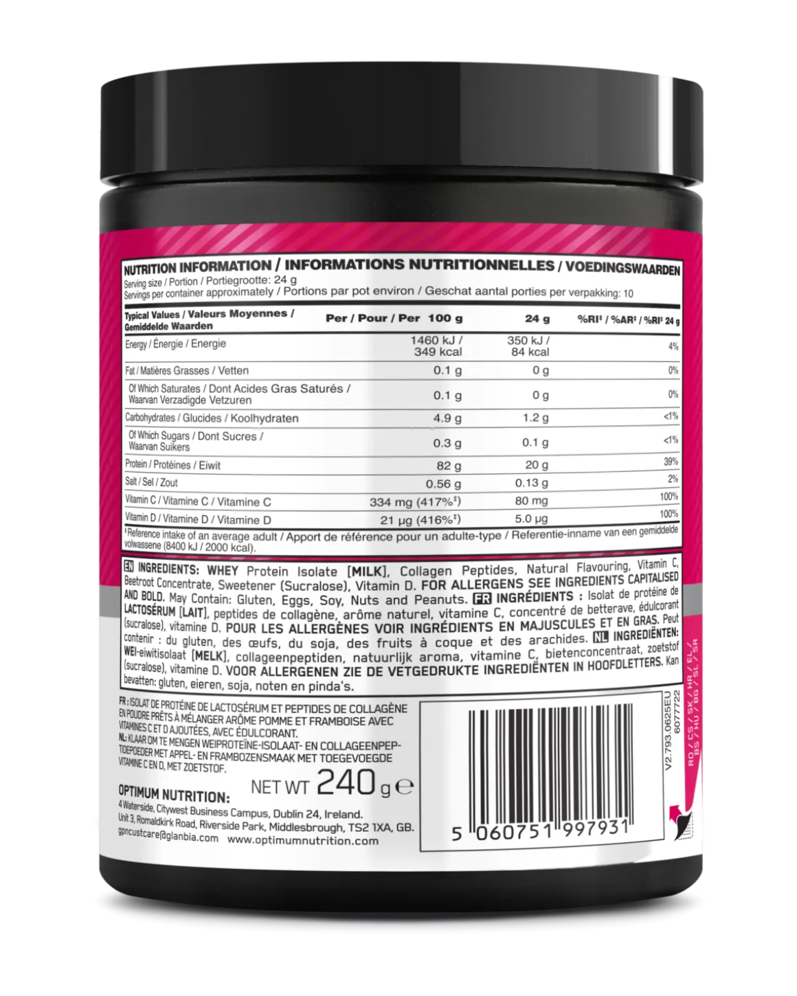 ON Clear Whey Collagen 240g