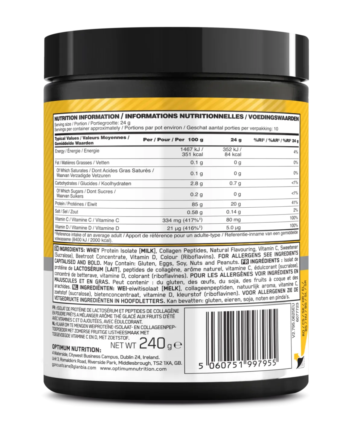 ON Clear Whey Collagen 240g