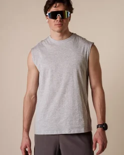 Oversized Cotton Tank M Grey Marl