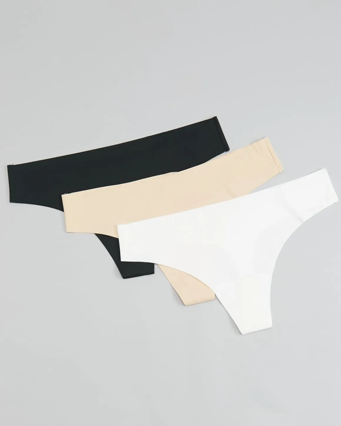 3-pack Invisible Thong Black/White/Sand